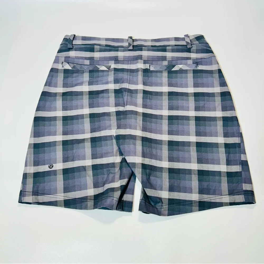 Lululemon Athletica shorts Commission golf shorts gray plaid men Size 38 - Picture 2 of 9
